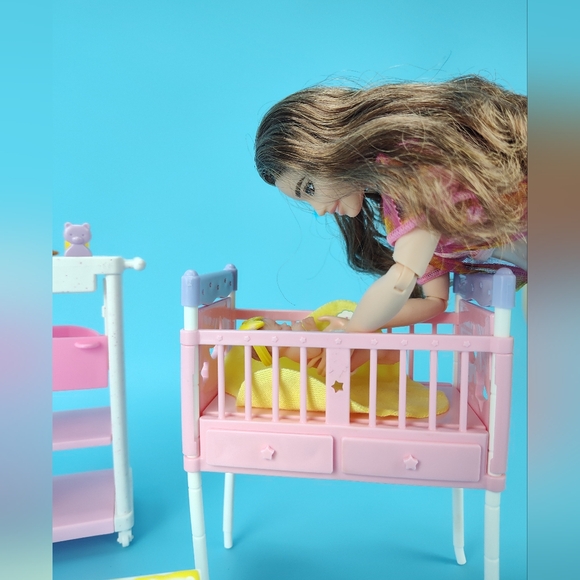 Mattel Curvy Barbie Extra Doll Zuru My Mini Baby Girl + Nursery Accessories Lot - Picture 10 of 12